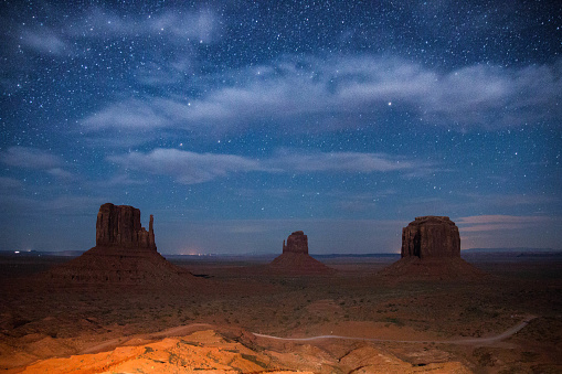 Night at Monument Valley on the border between Arizona and Utah