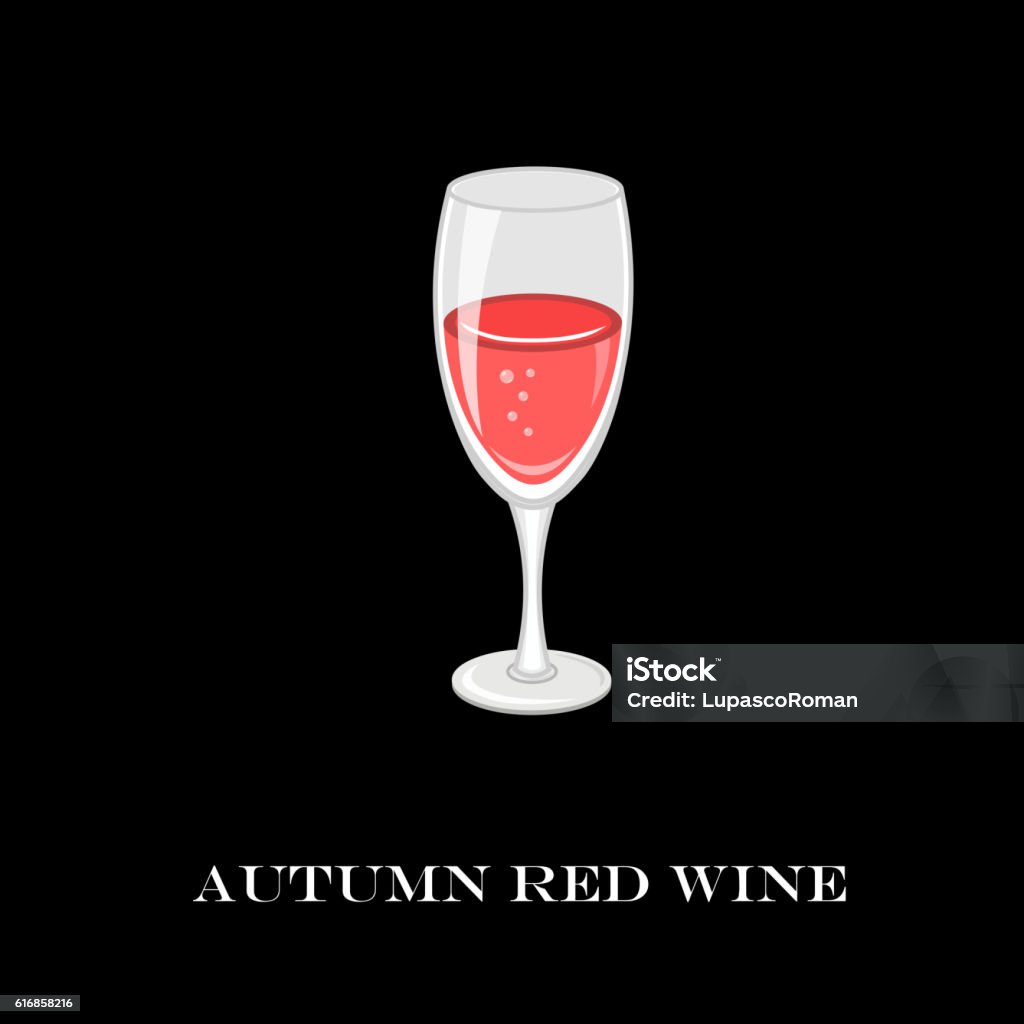 Glass of red wine. Autumn time. Vector Illustration. Celebration stock vector