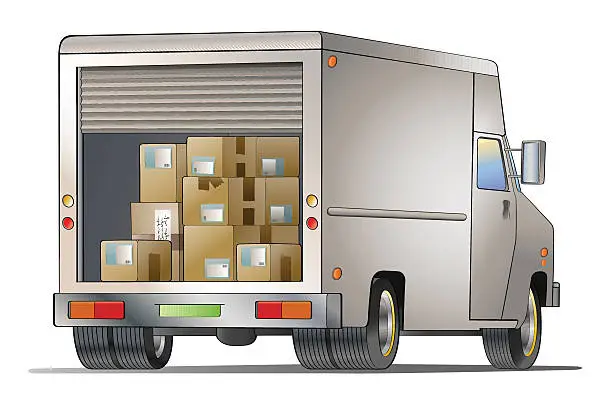 Vector illustration of Courier truck