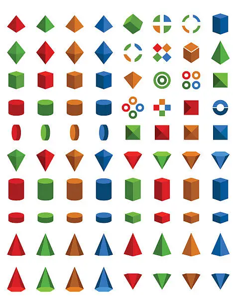 Vector illustration of Colorful set of geometric shapes