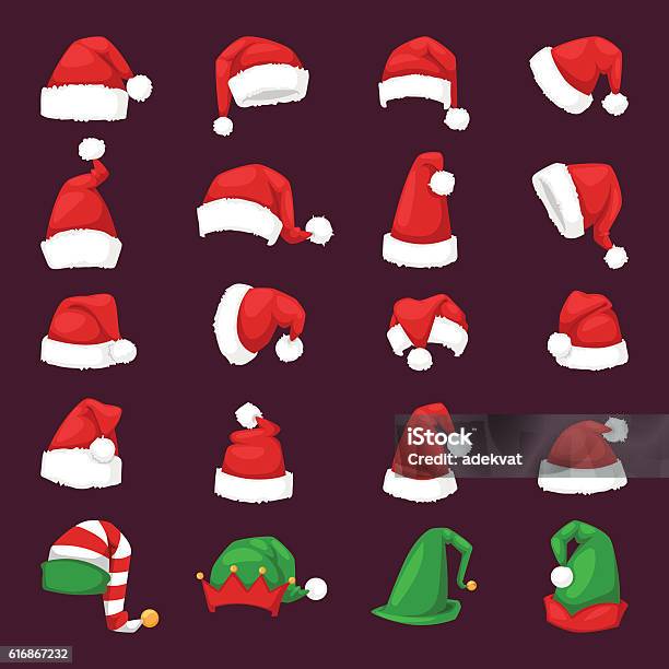 Ilustración de Ilustración Vectorial Del Sombrero De Navidad De Santa Claus y más Vectores Libres de Derechos de Sombrero