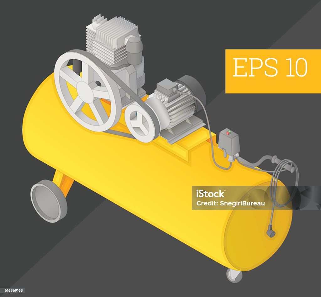 Compressor Air Visualized Air Compressor Isometric Vector Illustration Stock Illustration ...