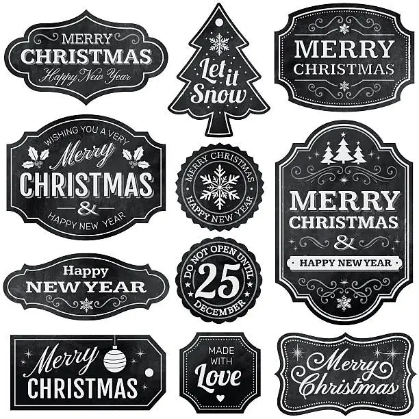 Vector illustration of Christmas Chalkboard Labels