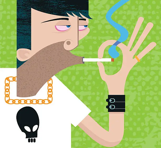 Vector illustration of Tough guy smoking