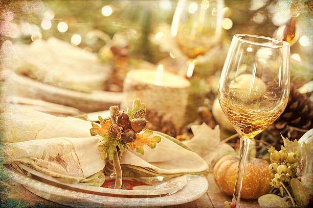 istock Autumn Thanksgiving Dining Table with Candle 616875520