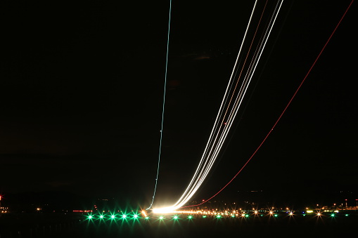 Long exposure take off, Santander airport, Northern Spain.