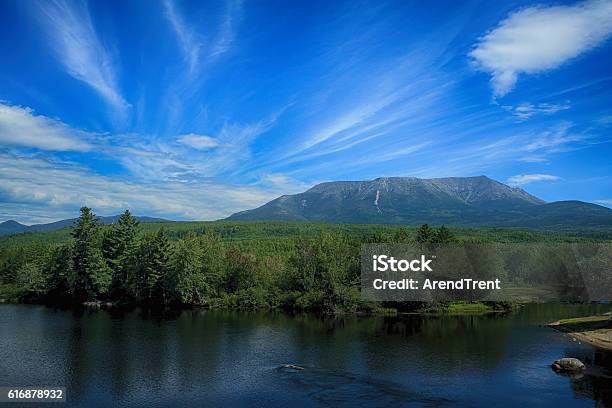 Mount Katahdin Along The Penobscot River Stock Photo - Download Image Now - Mt Katahdin, Maine, River Penobscot
