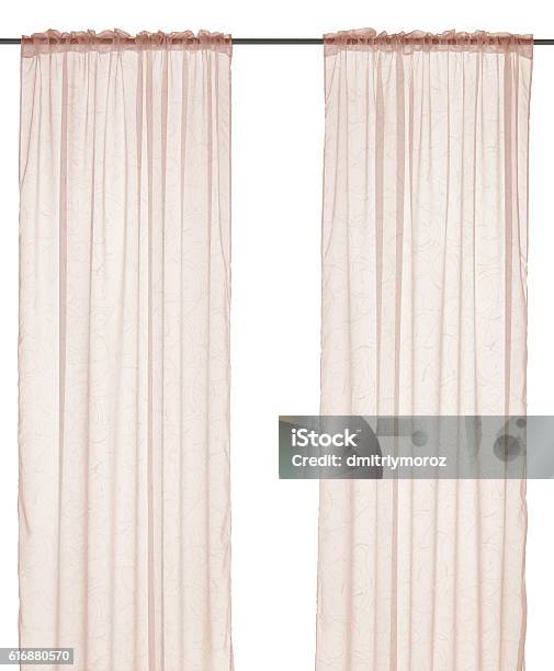 Curtain Isolated On White Background Stock Photo - Download Image Now - Curtain, Translucent, White Background