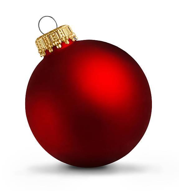 istock Red christmas ball over white background 616881306
