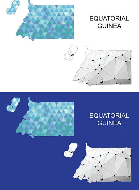 Vector illustration of Equatorial Guinea map in geometric polygonal style. Abstract gems triangle.
