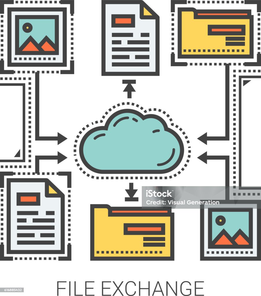 Exchange Line File Exchange Line Infographic Stock Illustration - Download Image Now ...