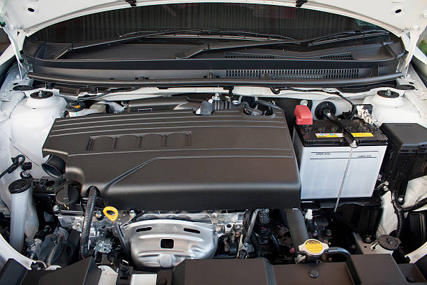 istock Close up detail of new car engine 616885436