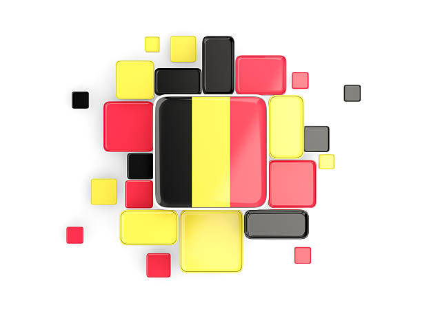 Flag of belgium, mosaic background with square parts. 3D illustration