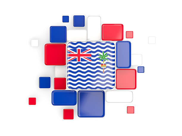 Flag of british indian ocean territory, mosaic background with square parts. 3D illustration
