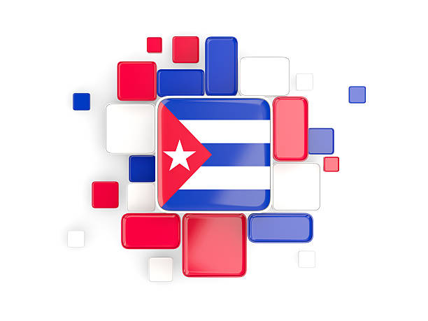 Flag of cuba, mosaic background with square parts. 3D illustration