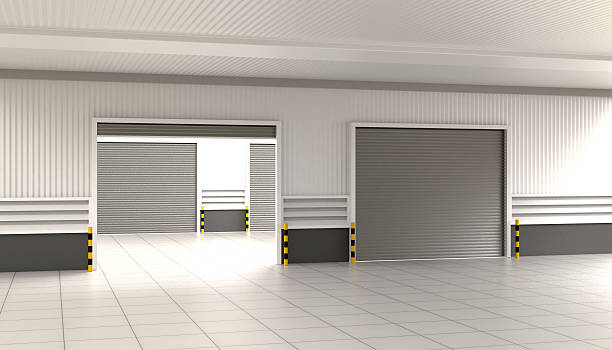 istock Shutter Door or Roller Door and Concrete Floor 616886716