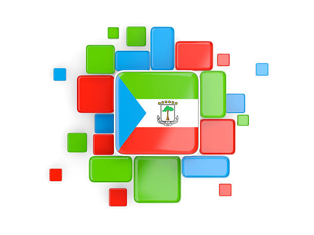 Flag of equatorial guinea, mosaic background with square parts. 3D illustration