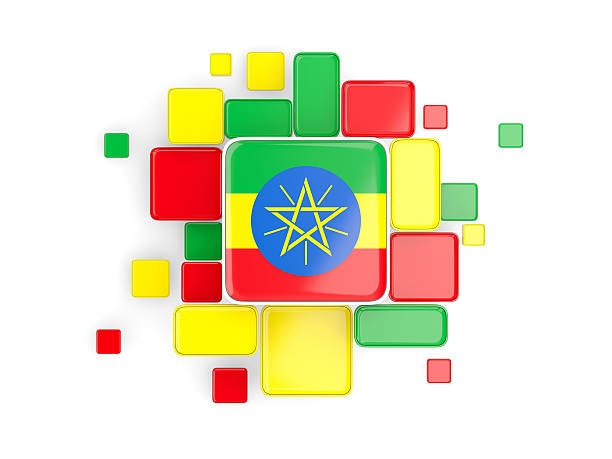 3d Render Ethiopia Flag Badge Pin Mocap, Front Back Clipping Path, It can be used for concepts such as Policy, Presentation, Election.