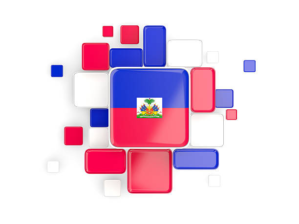 Flag of haiti, mosaic background with square parts. 3D illustration
