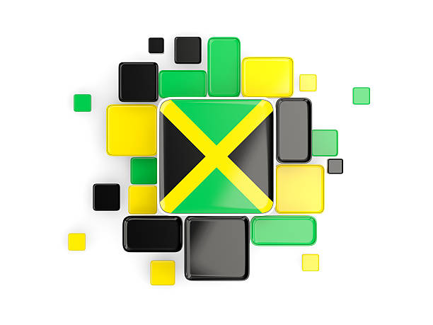Flag of jamaica, mosaic background with square parts. 3D illustration
