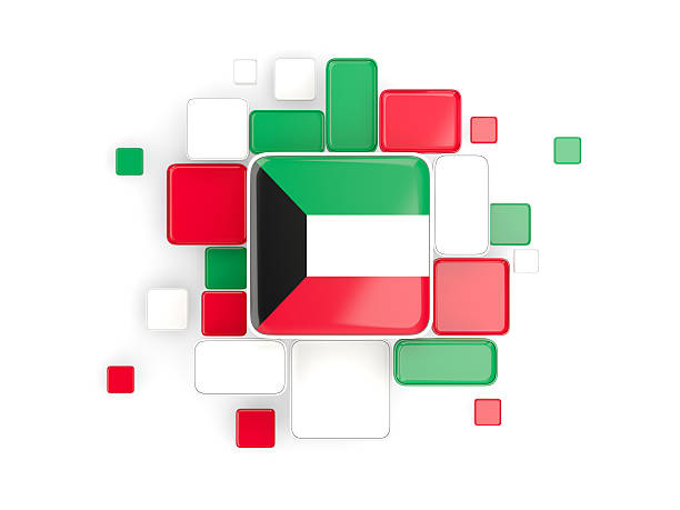 Flag of kuwait, mosaic background with square parts. 3D illustration