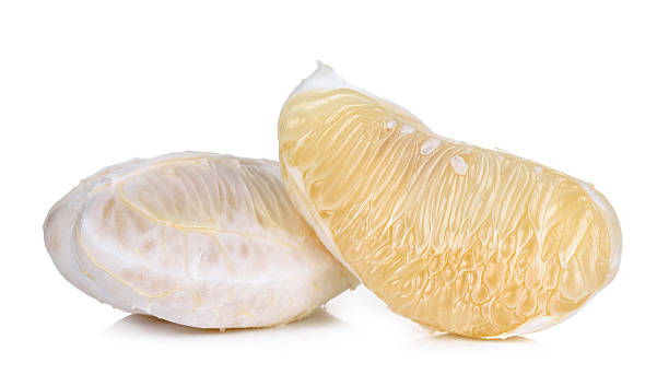 istock Slice pomelo isolated on the white background 616889120