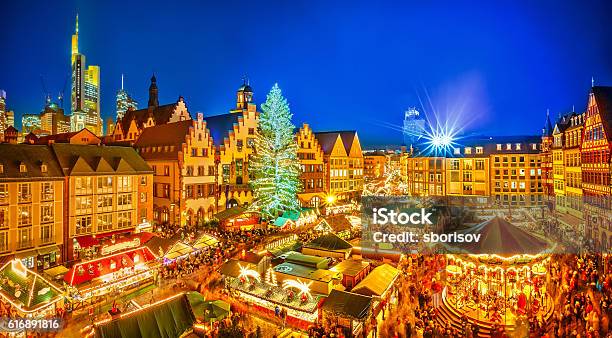 Christmas Market In Frankfurt Stock Photo - Download Image Now - Christmas, Market - Retail Space, City