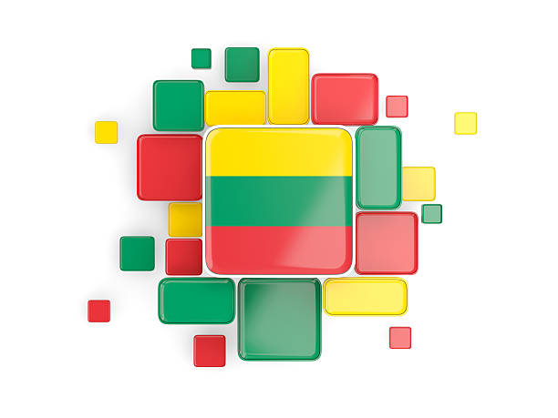 Flag of lithuania, mosaic background with square parts. 3D illustration