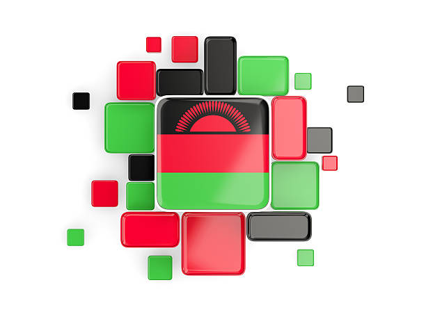 Flag of malawi, mosaic background with square parts. 3D illustration