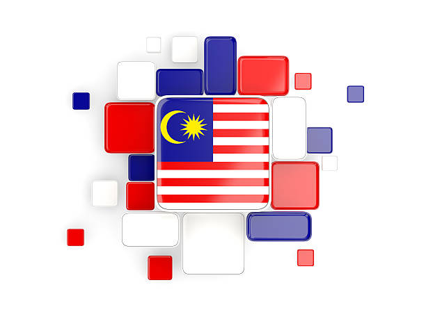 Flag of malaysia, mosaic background with square parts. 3D illustration