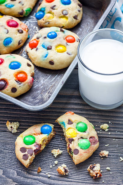 istock Shortbread cookies with multi-colored candy and chocolate chips on tray 616893858