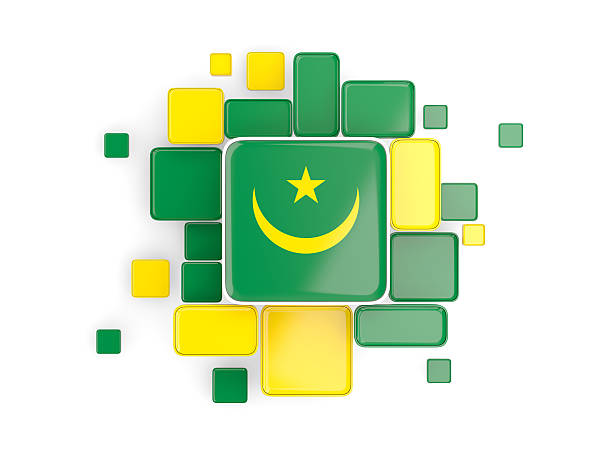 Flag of mauritania, mosaic background with square parts. 3D illustration