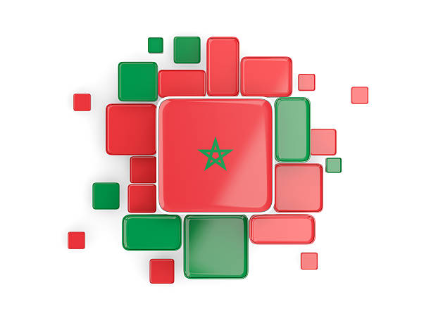 Flag of morocco, mosaic background with square parts. 3D illustration