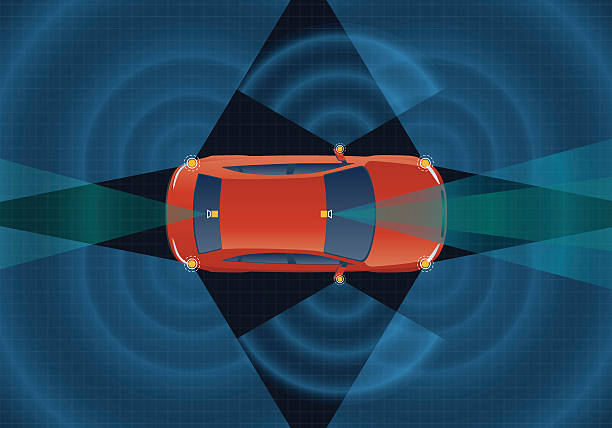 system teledetekcji pojazdu. różne kamery i czujniki - multiple lane highway illustrations stock illustrations