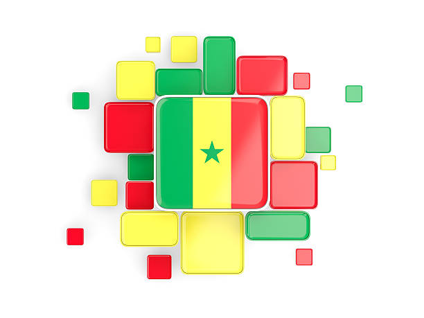 Flag of senegal, mosaic background with square parts. 3D illustration