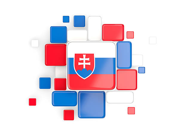 Flag of slovakia, mosaic background with square parts. 3D illustration