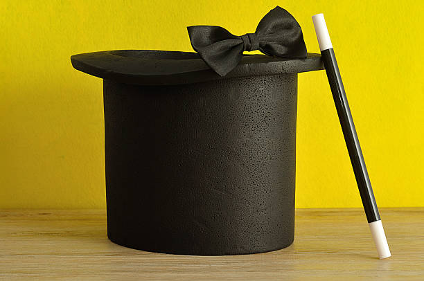 istock Magicians hat displayed with a wand and bow tie 616896492