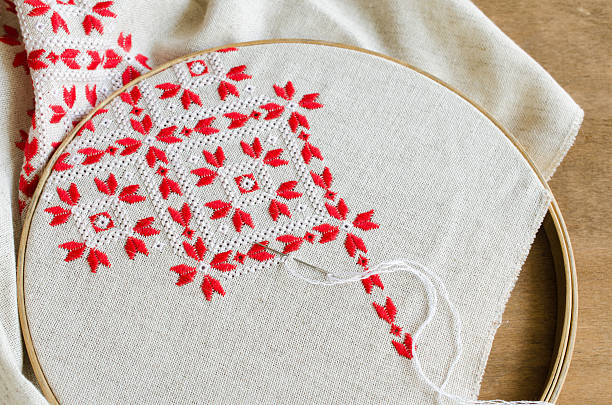 istock Element handmade embroidery cotton threads. Craft embroidery. 616896882