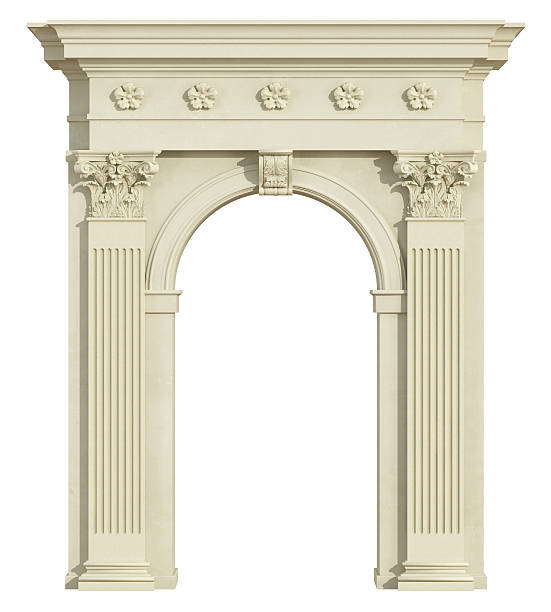 istock Front view of a classic arch with Corinthian column 616898784