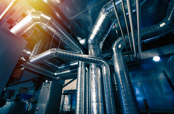 Ventilation pipes of an air condition stock photo
