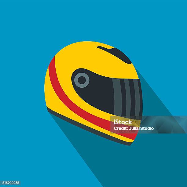 Racing Helmet Flat Icon Stock Illustration - Download Image Now - Crash Helmet, Motorcycle, Bicycle