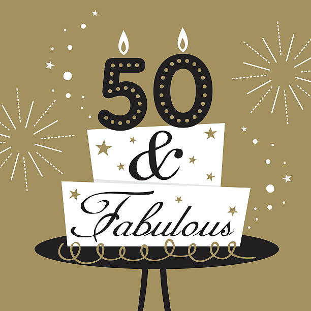 fifty and fabulous cake prefect to celebrate your special occasion 50 54 years stock illustrations