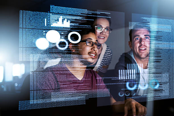 Dedicated to software development Cropped shot of computer programmers working on new code digital display stock pictures, royalty-free photos & images