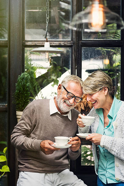 istock Senior Couple Afternoon Tean Drinking Relax Concept 616905592