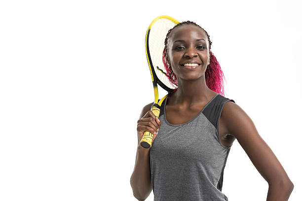 mulher jogar ténis - tennis serving playing women imagens e fotografias de stock