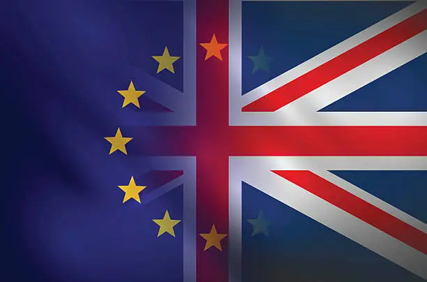 Vector illustration of Brexit sign - flags vector illustration