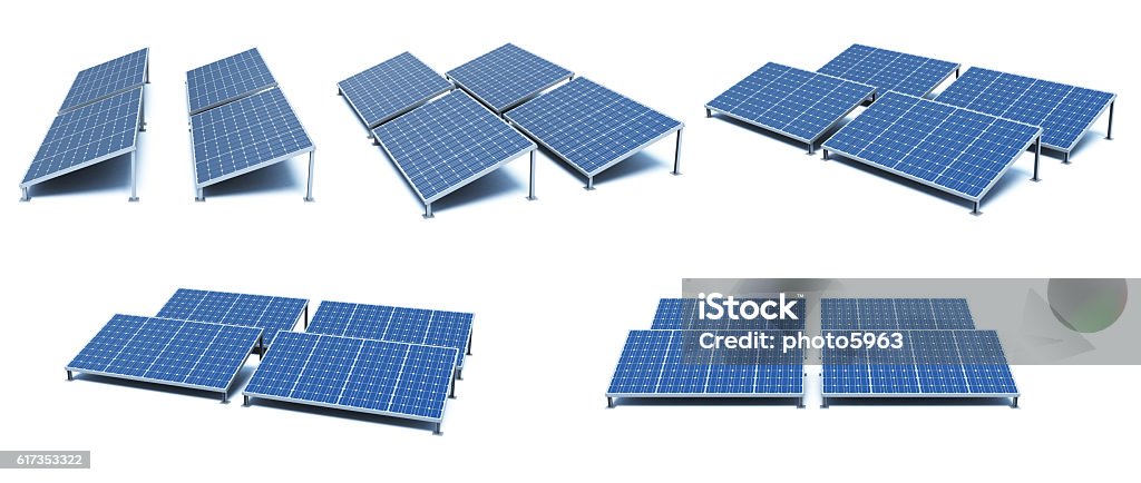 Solar Panels Power plant using renewable solar energy.  Solar Panel Stock Photo