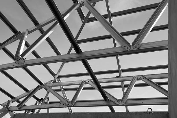 istock Structure of steel roof. 617353586