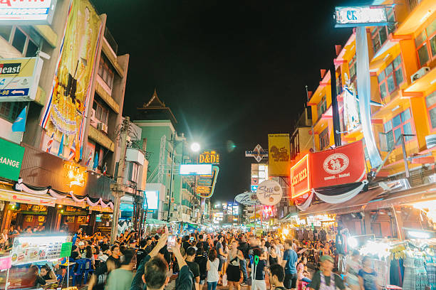 Khao San Road  in Bangkok Crowd on Khao San Road in Bangkok  khao san road stock pictures, royalty-free photos & images