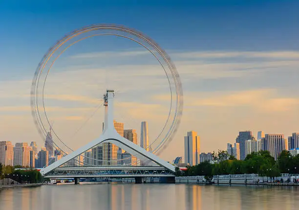 Photo of Tianjin ferris wheel,Tianjin eyes with long exposure effect.